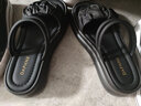 DAPHNE达芙妮两穿凉拖鞋女夏外穿新款夏季仙女风踩屎感平底百搭罗马凉鞋 黑色 4cm 35 (225mm) 标准码 实拍图