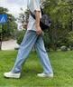 GENIOLAMODE牛仔裤男日常休闲个性男士长裤宽松直筒垂坠牛仔裤 实拍图