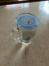 乐美雅 钢化玻璃杯泡茶杯牛奶杯微波炉水杯家用带把耐热茶杯早餐麦片杯 清晨+蓝盖320ml1只 实拍图
