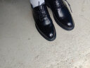 米诺菡新款透气男士真皮商务皮鞋正装鞋舒适内增高英伦风牛皮大码男鞋伴郎结婚鞋子 格纹(增高)6厘米 39 实拍图