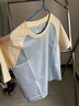蕉内非常302Regular男女同款速干轻薄棉感圆领短袖休闲T恤春夏打底新 牙白拼雾蓝 XL 实拍图