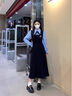 瑜尚臻品假两件学院风长袖连衣裙子女秋冬季教资面试通勤韩系穿搭套装 【黑色】M（90-110斤） 实拍图