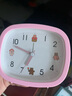 康品卡通儿童小闹钟学生床头桌面钟表简约创意卧室闹表超大声时钟闹铃 方形可爱粉（清晰可爱款） 实拍图