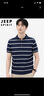 JEEP SPIRIT吉普短袖男夏季条纹t恤男士POLO打底衫商务上衣男 宝兰/白 3XL 实拍图