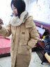 雅鹿品牌长款羽绒服女长过膝新款冬季加厚保暖时尚宽松鸭绒连帽外套 卡其色 XS （推荐70-100斤） 实拍图