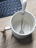 斌诺（BIN NUO）陶瓷木柄马克杯简约复古创意办公茶杯水杯陶瓷杯家用牛奶咖啡杯 白杯+盖勺+礼盒 400毫升 实拍图