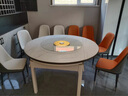 初屋 餐桌 岩板餐桌椅组合现代简约伸缩折叠圆桌家用小户型实木饭桌子 全白色-雪山白岩板-101皮椅 1.5m 一桌八椅 实拍图