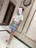 jk裙套装全套夏季儿童学院风班服夏天半身短裙女童10岁裙子粉色格子裙 鸢尾蓝套装(没有包包) 130cm 实拍图