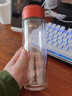 希诺（heenoor） 双层玻璃杯男女士泡茶杯隔热大容量水杯便携户外提环运动杯子 蓝色 400ml 实拍图