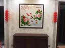 绘扬 牡丹九鱼图挂画中式客厅2026年新款餐厅装饰画进门玄关壁画方形 1-富贵有余 带框尺寸80*80cm 咖啡色框 实拍图