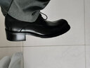 VQGT 春季头层牛皮商务正装大头皮鞋圆头英伦手工男鞋厚底耐磨增高 黑色手工鞋跟   偏大一码 38 实拍图