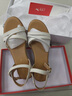红蜻蜓（RED DRAGONFLY）女凉鞋夏季时尚百搭一字带真皮软底舒适女士妈妈坡跟凉鞋女平底鞋 米色（WTK21045） 36 实拍图