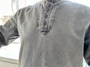 潮天士高端复古长袖t恤男秋季宽松大码纯棉硬汉休闲亨利领打底衫上衣服 炭灰 2XL【160-180斤】 实拍图