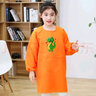 畅印 儿童画画罩衣防泼水长袖中大童时尚洋气可爱反穿罩衣幼儿园绘画小孩围裙定制logo 橘色小恐龙 XL大码适合身高1.2-1.5 米 实拍图