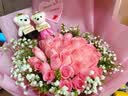 来一客鲜花速递粉玫瑰花束送女友老婆表白生日全国同城配送 33朵粉玫瑰花束小熊款 实拍图