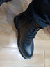 跨足行【牛皮】马丁靴男士秋冬季英伦高帮皮鞋增高黑色透气大码中帮皮靴 黑色8孔拉链【四季款】 44 码（=运动鞋45） 实拍图
