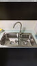 水贞不锈钢水槽双槽加厚拉丝洗菜盆厨房洗碗池洗菜池双盆水池套餐台下 加厚款双槽75*40基础款 实拍图