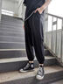 JEANSWEST CLUB真维斯冰丝休闲裤男夏季速干裤薄款百搭束脚透气运动长裤子黑色 实拍图