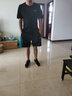 安踏运动套装男士秋季透气速干短袖短裤跑步套装篮球健身训练服两件套 基础黑/基础黑 XL 实拍图