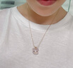 今上珠宝18K金钻石生肖猪吊坠女玫瑰金项链十二生肖牛鸡虎 18k金芙蓉石生肖猪吊坠+18K金项链 实拍图