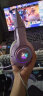 ONIKUMA 猫耳电竞游戏耳机头戴式 粉色电脑耳麦有线女生网红主播直播可爱台式笔记本吃鸡耳机带麦克风话筒 紫色猫耳朵耳机（单圆孔版） 实拍图