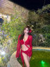 天丂比基尼游泳衣女性感四件套装网红新同款沙滩泡温泉2024外穿围裙 红色比基尼M(送头花)【45-55kg】 晒单实拍图