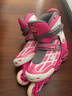 米高轮滑鞋儿童溜冰鞋直排轮可调尺码透气培训初级教学生用旱冰鞋MI0 粉色（锁轮款） MI0 L (推荐鞋码35-38内长23-25.5cm) 实拍图