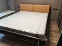 菲尼其（FURNITURE）意式极简真皮双人床1.8米头层牛皮橙色不锈钢现代简约主卧皮质床  【1.8米】秘鲁棕/Peru 意式极简 实拍图