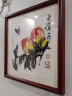 紫腾随轩齐白石装饰画新中式客厅背景墙面挂画卧室饭厅餐厅水墨虾壁画 蝴蝶寿桃 40*40cm红木色实木框 实拍图