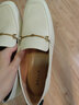 百丽（Belle）情人节礼物【92系列】粗跟乐福鞋女商场通勤百搭牛皮高跟鞋BZ521 米白 39 (245mm) 实拍图
