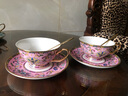 LICHEN 景德镇陶瓷咖啡杯碟子珐琅彩杯子 桃花粉款两杯两碟彩盒装 200ml 实拍图