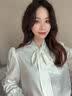 真维斯（Jeanswest）长袖衬衫女春夏上衣法式蝴蝶结气质女士职业穿搭衬衣紫色XL 实拍图