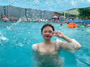 美乐菲泳衣女夏保守仙气韩国连体长袖遮肉显瘦学生温泉少女泳装海边 金色 L (建议95-115斤) 实拍图