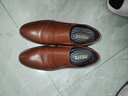 老爷车男鞋高档牛皮男士皮鞋冬季正装商务皮鞋男增高加绒软底中年爸爸鞋 GZ9608棕色【平跟单鞋款】 42 (260mm) 标准码 实拍图