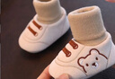 秋冬季婴儿棉软底学步鞋0-1岁3-6-12个月保暖男女宝宝袜子鞋袜子 卡其色（冬款） 加绒 16 码9-12个月宝宝（内长13cm） 实拍图