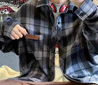 Foss Phil格子衬衫男女秋冬季宽松痞帅衬衣cityboy长袖外套FPCS13黑格XL 实拍图