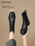 达芙妮加绒高跟短靴女圆头百搭靴子粗跟增高瘦瘦靴4623607044 黑色36 实拍图