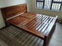 老榆木实木框架床1.5单人1.8双人床实木排骨架家用卧室民宿原木床 胡桃色 1.2*2.0 实拍图