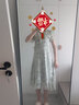 秋水伊人法式V领印花连衣裙夏季雪纺荷叶边裙子淑女气质连衣裙女 花料 S 实拍图