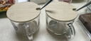 乐美雅 钢化玻璃杯泡茶杯牛奶杯微波炉水杯家用带把耐热茶杯早餐麦片杯 罗凯+勺子+竹木盖 500ml 1只 实拍图