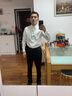 汉尼（HANY）法式衬衫男长袖结婚商务男士西装法袖袖扣西服袖口纯棉免烫白衬衣 布里顿纯白 【尖领-麦穗纹】 38 实拍图
