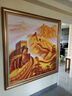 界家居金色万里长城纯手绘油画老板办公室挂画靠山图龙抬头客厅装饰画 A金色长城-中式画框 带框尺寸120*90cm 实拍图