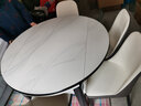 上林春天 岩板餐桌 实木餐桌椅组合现代简约伸缩折叠圆桌吃饭桌子餐厅家具 意大利灰-黑白框架【轻奢皮椅】 1.2m 一桌四椅 实拍图