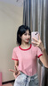 蝗裳一族女士T恤2024夏季新款韩版圆领简约百搭修身显瘦洋气上衣短袖t恤女 粉色 S 建议70-90斤 实拍图