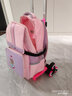 中小学生书包拉杆架书包通用男女爬楼梯可折叠六轮手拉拖车架子 玫红超轻六轮（可爬楼梯送配件） 实拍图