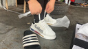卡宾（CABBEEN）气垫板鞋男镂空透气百搭小白鞋男士潮流休闲鞋子 白黑 38 实拍图