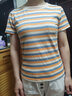 欧贝汐条纹T恤女春夏季新款女装修身短款韩版女士打底衫上衣短袖女学生 橘色 S 实拍图