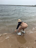 熊火儿童下水裤户外玩水服捉鱼赶海半身涉水裤背带连体鞋防水沙滩 卡其色儿童款 31 实拍图