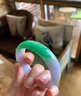 冰飘花手镯薰衣草翡翠平替紫罗兰半山水玉镯复古阳绿玉镯女送妈妈 56mm 实拍图