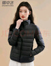 雪中飞短款轻薄立领羽绒服女款冬季新款休闲纯色百搭保暖外套 黑色 L (165) 95-110斤 实拍图